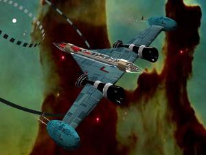 Ships: A Closeup of Lying Bastard. Original artwork by Edwin A. Reck. Edwin used to paint in acrylics but he has combined his interests in art, computers and Larry Niven's work to produce these images.